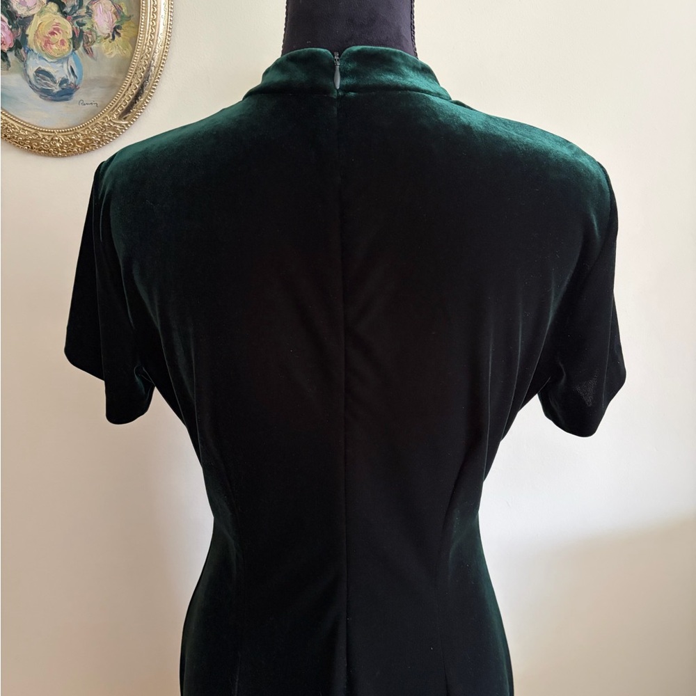 Robbie Bee Dark Green 90s Velvet Cheongsam - Picture 6 of 7